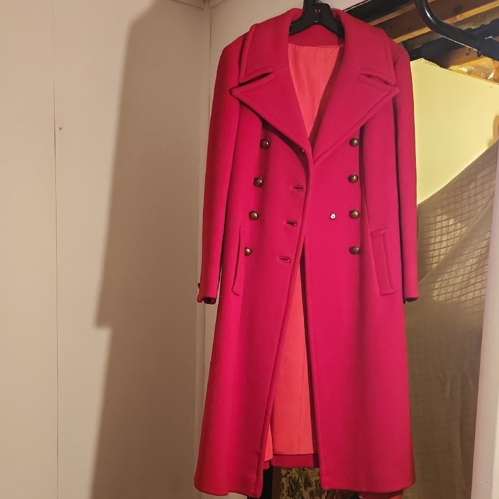 Elegant Vintage Red Double-Breasted Women's Coat